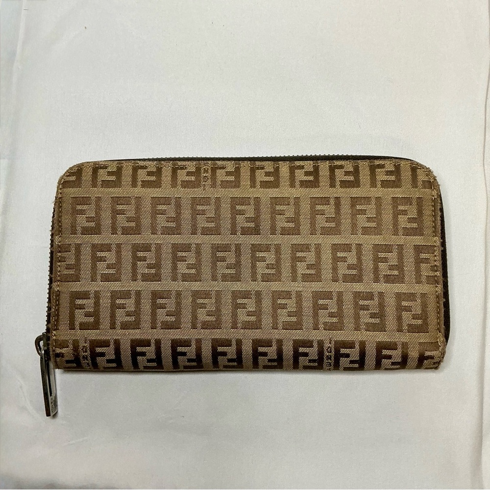 Fendi Brown Monogram Zip Wallet